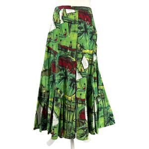 Trelise Cooper Green Full Swing Midi Circle Skirt Sailing Motif Size 4